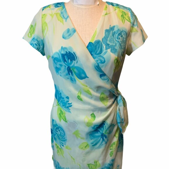 Lilly Pulitzer Blue Green Floral  Wrap Maxi Dress Size 2 New - Picture 8 of 11